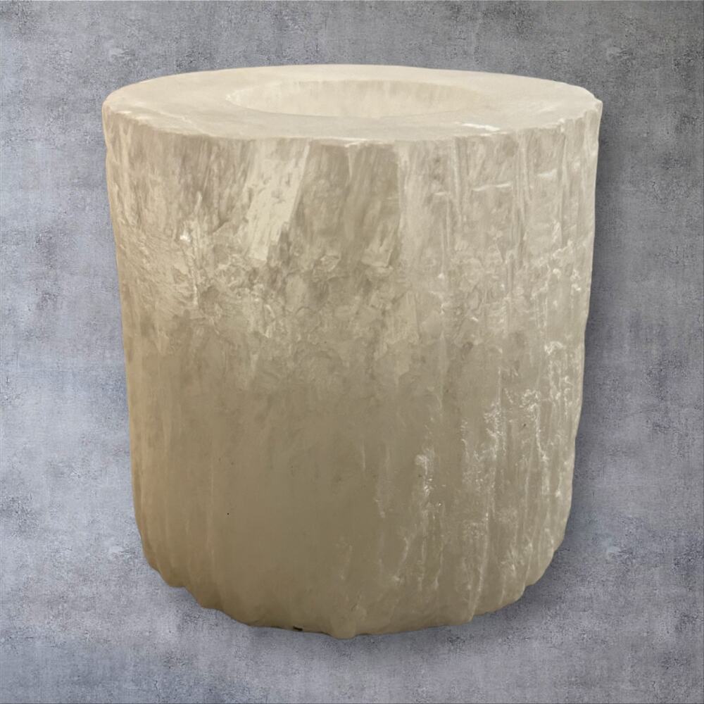 Natural White Selenite Tea Light Candle Holder